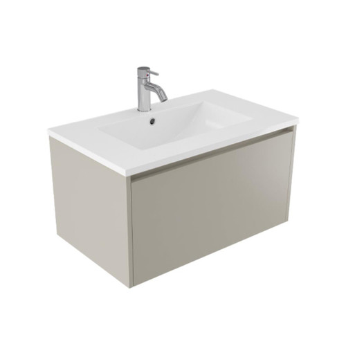 Fucina Vanity Wall 760 1 Taphole Vitreous China Top 1 Drawer Dawn Grey