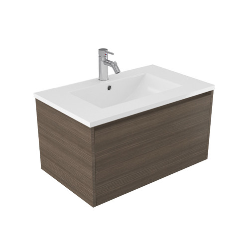 Fucina Vanity Wall 750 1 Taphole Vitreous China Top 1 Drawer Charred Oak Organic