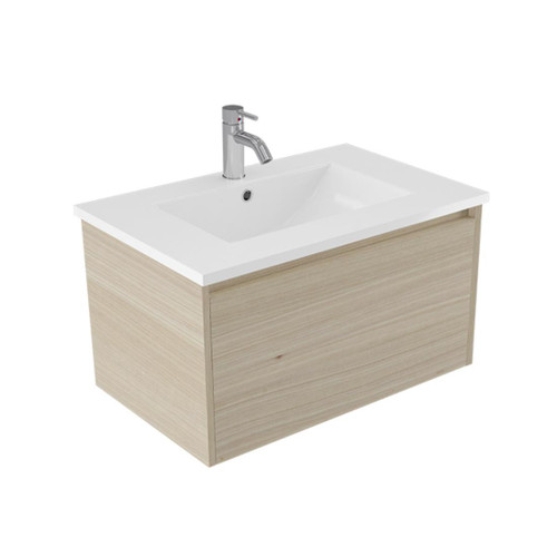 Fucina Vanity Wall 750 1 Taphole Vitreous China Top 1 Drawer Seasoned Oak