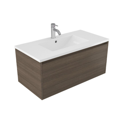 Fucina Vanity Wall 910 1 Taphole Vitreous China Top 1 Drawer Charred Oak Organic