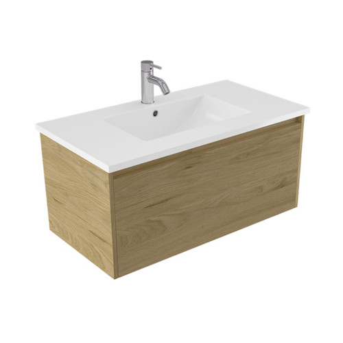 Fucina Vanity Wall 910 1 Taphole Vitreous China Top 1 Drawer French Oak Velvet
