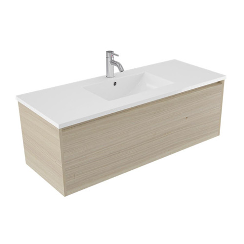 Fucina Vanity Wall 1210 1 Taphole Vitreous China Top 1 Drawer Seasoned Oak