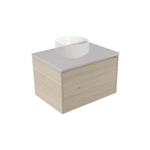 Fucina Vanity Wall 600 Moonlight E Stone Top 1 Drawer Seasoned Oak