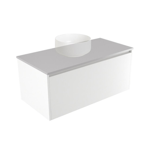 Fucina Vanity Wall 890 Moonlight E Stone Top 1 Drawer Dezigna White Gloss