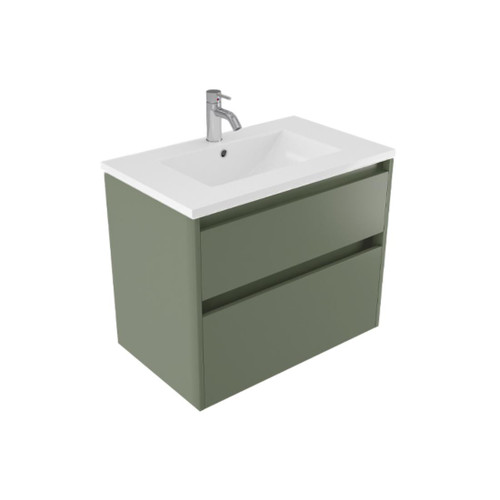 Fucina Vanity Wall 760 1 Taphole Vitreous China Top 2 Drawer Green Slate