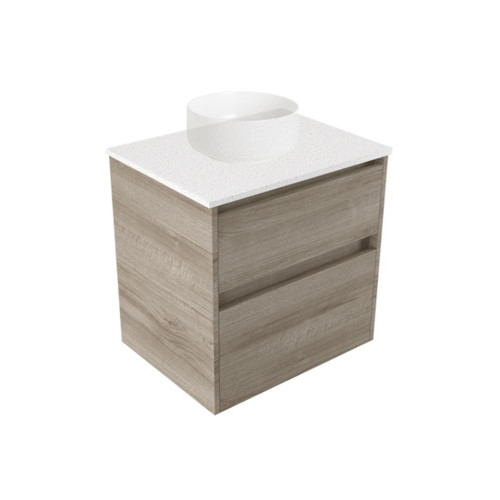 Fucina Vanity Wall 600 Motion E Stone Top 2 Drawer Ashen Walnut Timberland