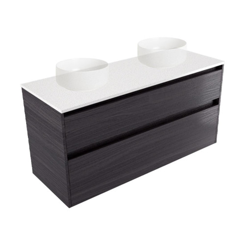 Fucina Vanity Wall 1190 Motion E Stone Top Double Bowl 2 Drawer Fiordland Elm Wilderness