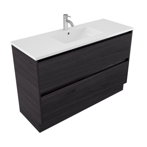 Fucina Vanity Floor 1210 1 Taphole Vitreous China Top 2 Drawer Fiordland Elm Wilderness