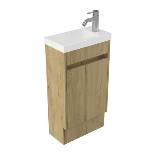 Fucina Vanity Floor 440 x 240 x 825mm 1 Taphole Polymarble Top 1 Door French Oak Velvet