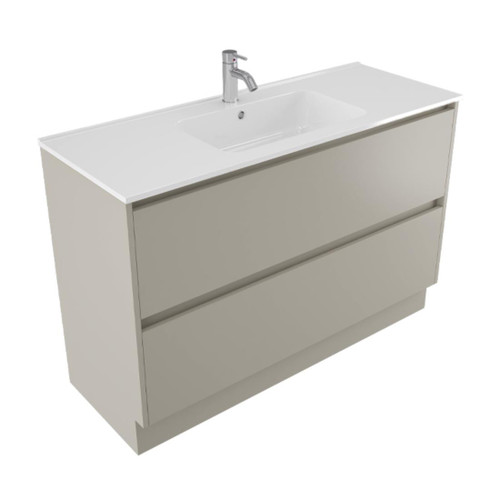 Fucina Vanity Floor 1200 1 Taphole Polymarble Top 2 Drawer Dawn Grey