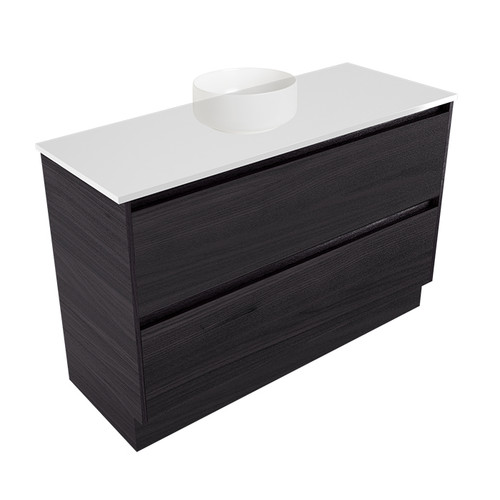 Fucina Vanity Floor 1190 White E Stone Top 2 Drawer Fiordland Elm Wilderness