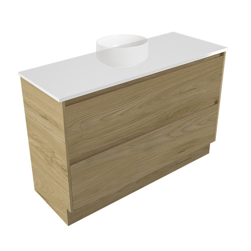 Fucina Vanity Floor 1190 White E Stone Top 2 Drawer French Oak Velvet