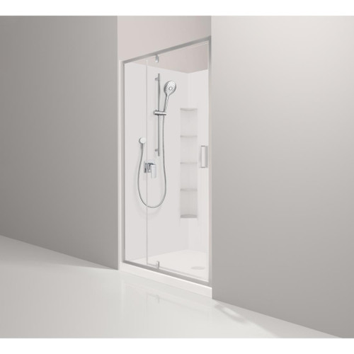 Valencia Elite Alcove Pivot 3-Sided Shower 1200 x 1000mm Metallic Frame With Corner-contour Plus Wall Centre Waste