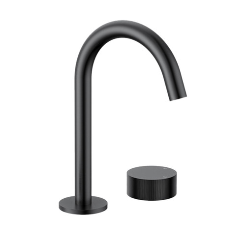 Lente Basin Mixer 2 Tap Hole Deck Mounted Gun Metal Lead Free