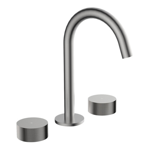 Lente Basin Mixer 3 Tap Hole Deck Mounted Brushed Nickel Lead Free