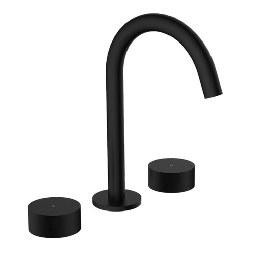 Lente Basin Mixer 3 Tap Hole Deck Mounted Black Lead Free
