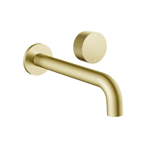 Lente Basin/Bath Mixer 2 Tap Hole Wall Brushed Brass Lead Free