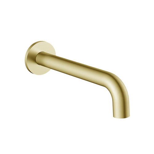 Lente Wall Basin/Bath Spout 200mm Brushed Brass Lead Free