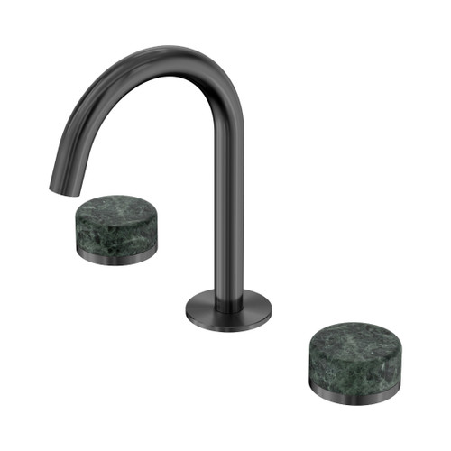 Serenity Basin Set Arc Spout With Verde Alpi Handle Gun Metal