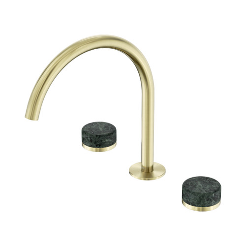 Serenity Bath/Kitchen Set Arc Spout With Verde Alpi Handle Brushed Gold