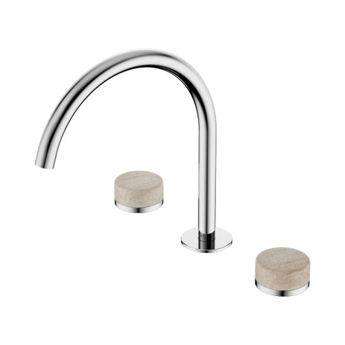 Serenity Bath/Kitchen Set Arc Spout With Rome Travertine Handle Chrome