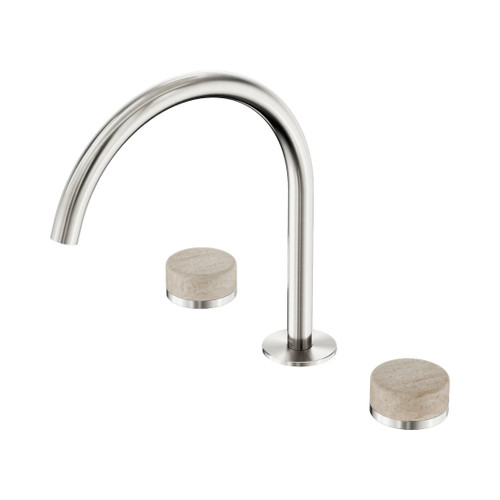 Serenity Bath/Kitchen Set Arc Spout With Rome Travertine Handle Brushed Nickel
