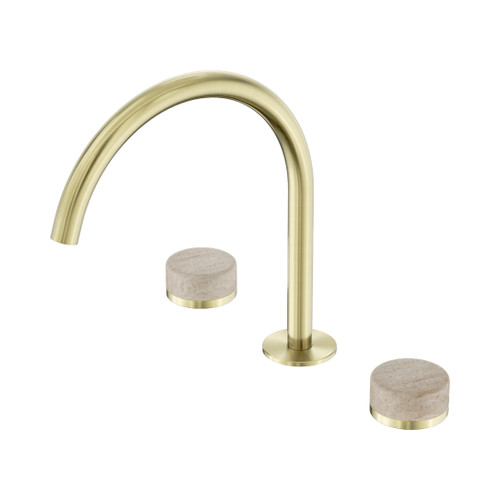 Serenity Bath/Kitchen Set Arc Spout With Rome Travertine Handle Brushed Gold