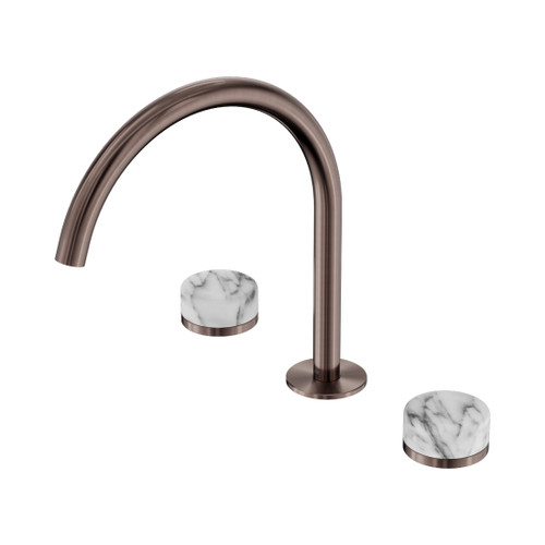 Serenity Bath/Kitchen Set Arc Spout With Arabescato Corchia Handle Brushed Bronze