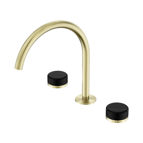 Serenity Bath/Kitchen Set Arc Spout With Marquina Black Handle Brushed Gold