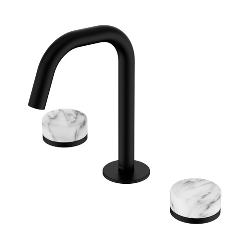 Serenity Basin Set Edge Spout With Arabescato Corchia Handle Matte Black