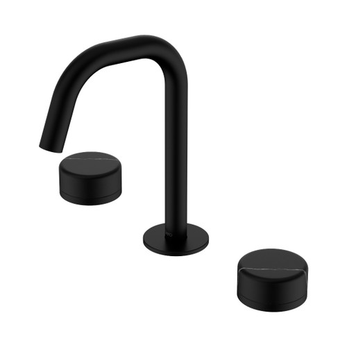 Serenity Basin Set Edge Spout With Marquina Black Handle Matte Black