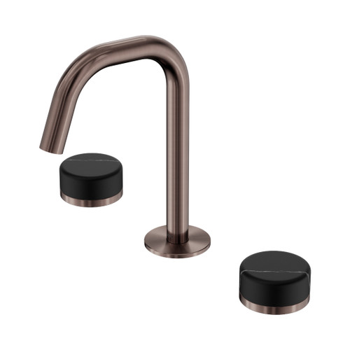Serenity Basin Set Edge Spout With Marquina Black Handle Brushed Bronze