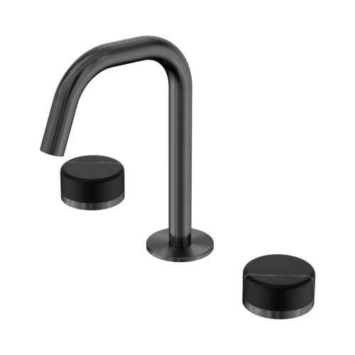 Serenity Basin Set Edge Spout With Marquina Black Handle Gun Metal