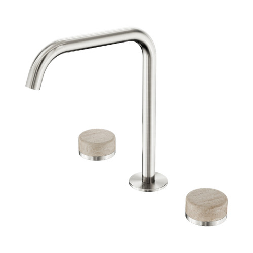 Serenity Bath/Kitchen Set Edge Spout With Rome Travertine Handle Brushed Nickel