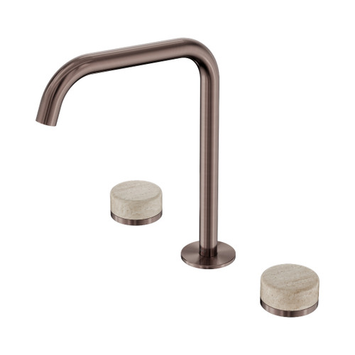 Serenity Bath/Kitchen Set Edge Spout With Rome Travertine Handle Brushed Bronze