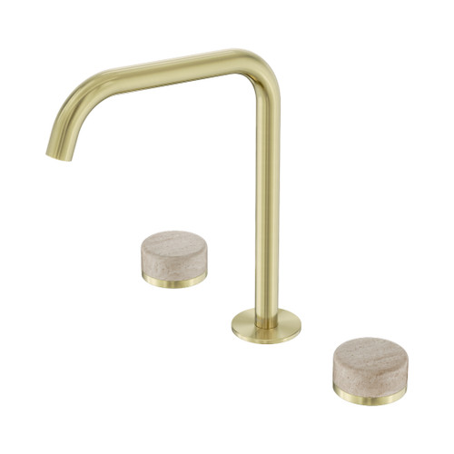 Serenity Bath/Kitchen Set Edge Spout With Rome Travertine Handle Brushed Gold
