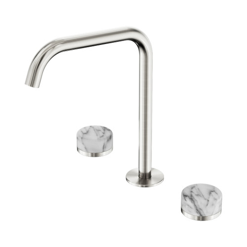 Serenity Bath/Kitchen Set Edge Spout With Arabescato Corchia Handle Brushed Nickel