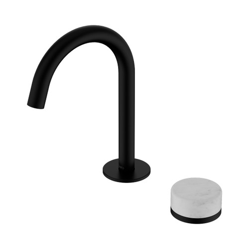 Serenity Progressive Basin Mixer Arc Spout With Carrara Handle Matte Black