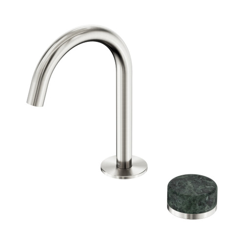 Serenity Progressive Basin Mixer Arc Spout With Verde Alpi Handle Brushed Nickel