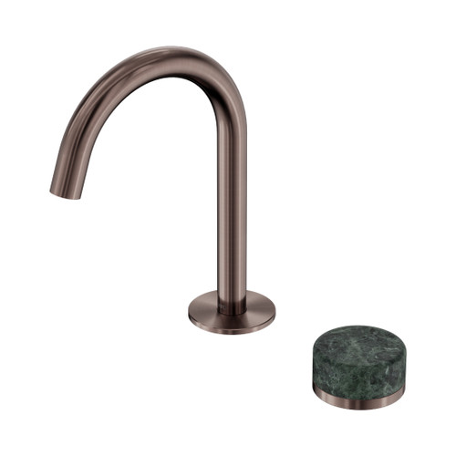 Serenity Progressive Basin Mixer Arc Spout With Verde Alpi Handle Brushed Bronze