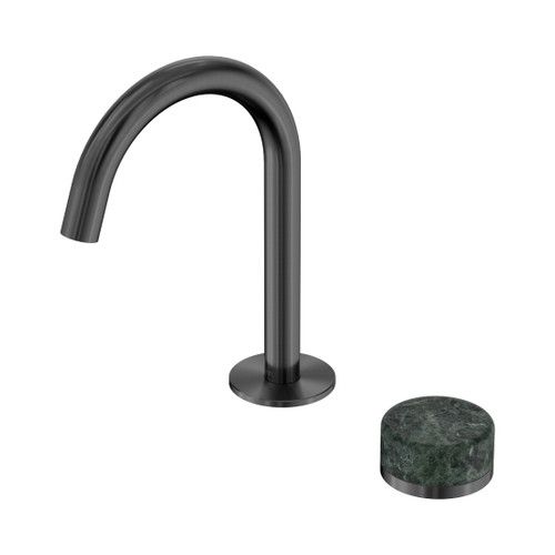 Serenity Progressive Basin Mixer Arc Spout With Verde Alpi Handle Gun Metal