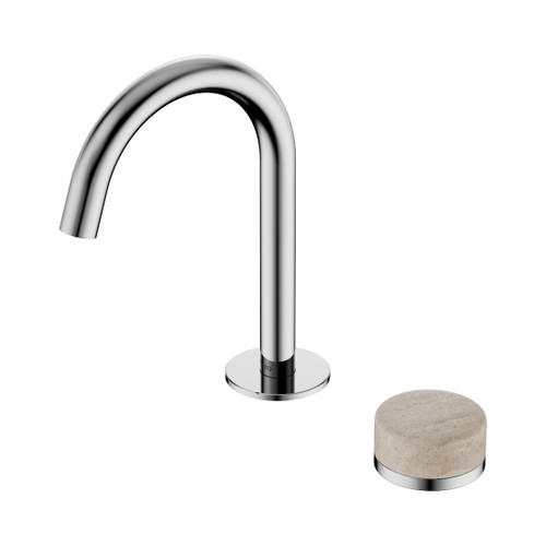 Serenity Progressive Basin Mixer Arc Spout With Rome Travertine Handle Chrome