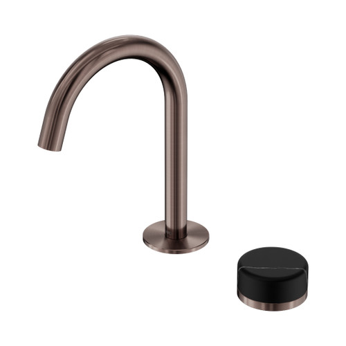Serenity Progressive Basin Mixer Arc Spout With Marquina Black Handle Brushed Bronze