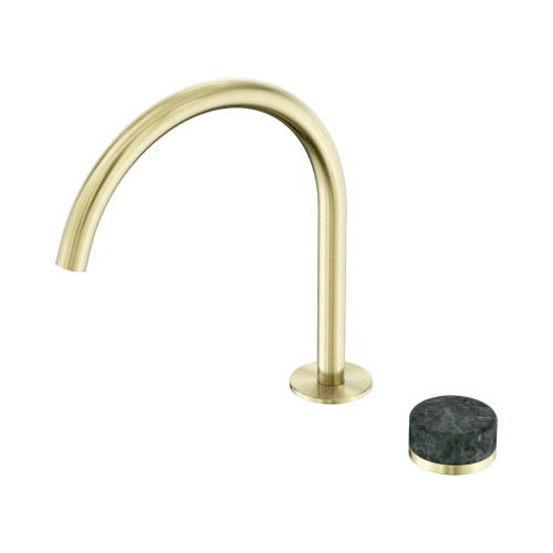 Serenity Progressive Bath/Kitchen Mixer Arc Spout With Verde Alpi Handle Brushed Gold
