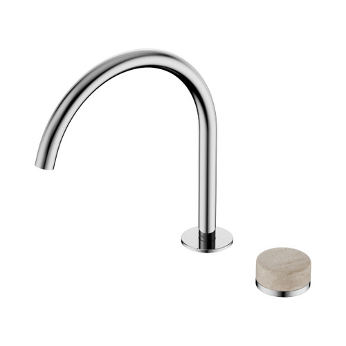 Serenity Progressive Bath/Kitchen Mixer Arc Spout With Rome Travertine Handle Chrome