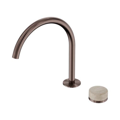 Serenity Progressive Bath/Kitchen Mixer Arc Spout With Rome Travertine Handle Brushed Bronze