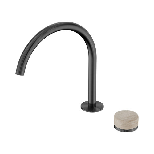 Serenity Progressive Bath/Kitchen Mixer Arc Spout With Rome Travertine Handle Gun Metal