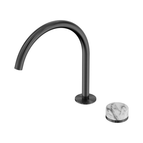 Serenity Progressive Bath/Kitchen Mixer Arc Spout With Arabescato Corchia Handle Gun Metal