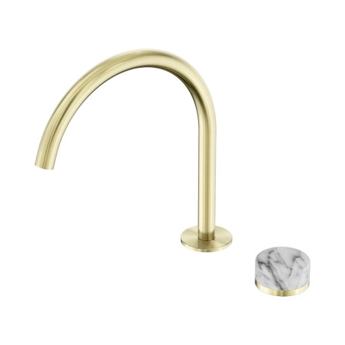 Serenity Progressive Bath/Kitchen Mixer Arc Spout With Arabescato Corchia Handle Brushed Gold