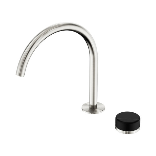 Serenity Progressive Bath/Kitchen Mixer Arc Spout With Marquina Black Handle Brushed Nickel